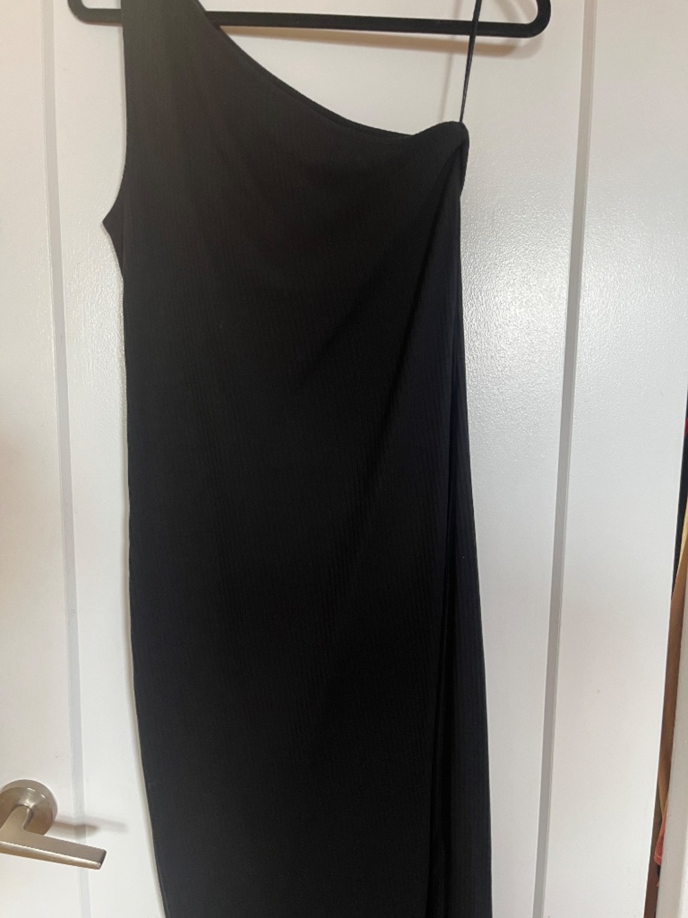 GAP: Black Ribbed One Shoulder Dress